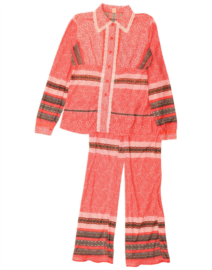 Vintage kvinders 2-delt sæt UK 12 medium rød polyamid