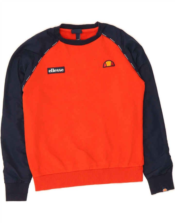 ELLESSE Boys Graphic Sweatshirt Jumper 12-13 Years Orange Colourblock Vintage Ellesse and Second-Hand Ellesse from Messina Hembry 
