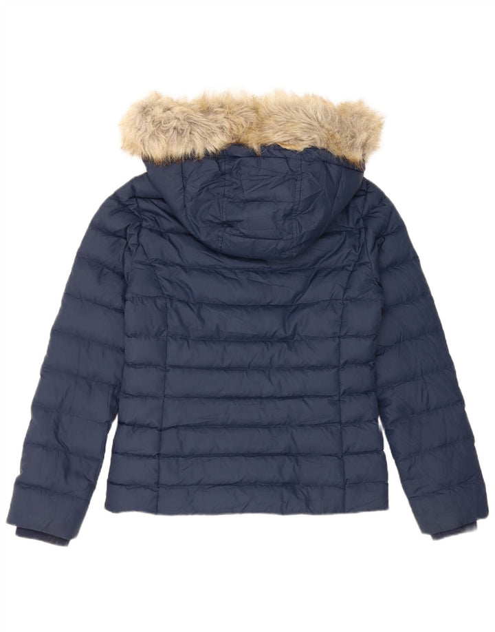 Tommy Hilfiger Dame Hætte Polstret Jakke UK 10 Small Navy Blue Polyester
