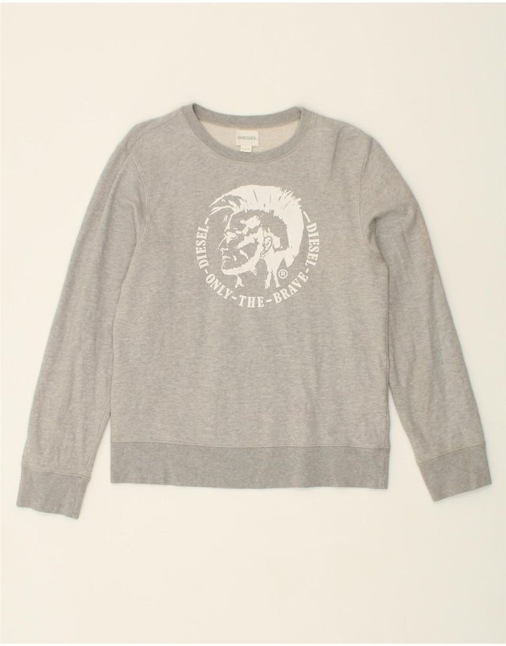 DIESEL Boys Graphic Sweatshirt Jumper 13-14 Years XL Grey Cotton Vintage Diesel and Second-Hand Diesel from Messina Hembry 