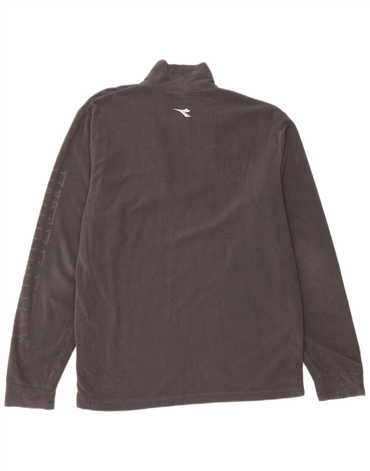 Diadora Herre grafisk lynlås-hals Fleece Jumper XL Grå Polyester