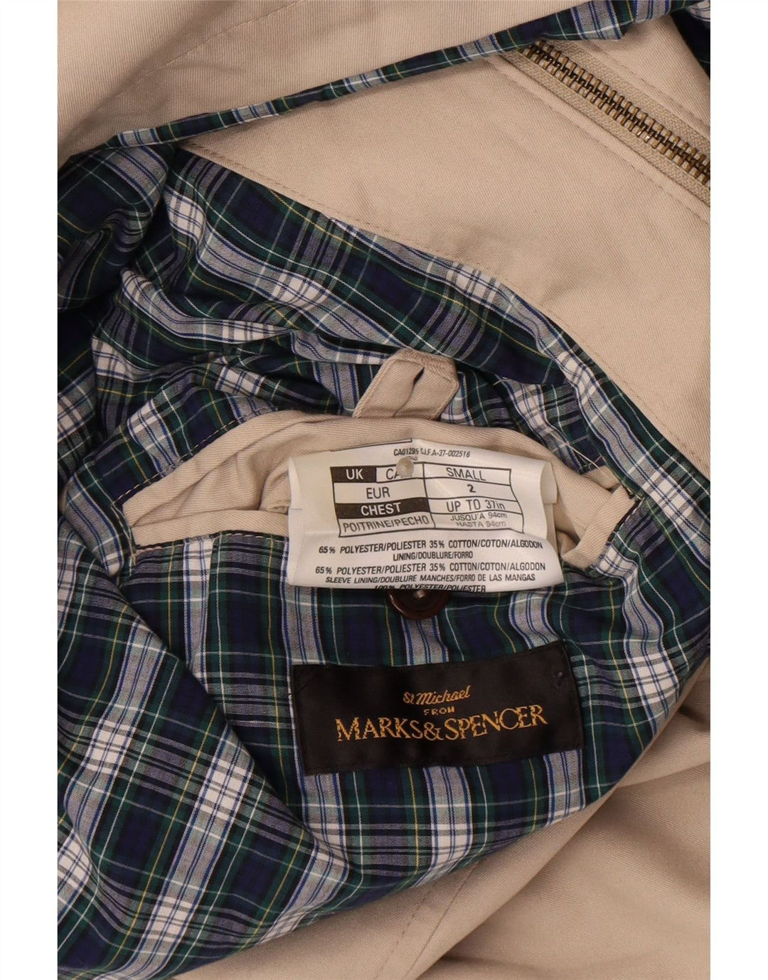 Marks & Spencer Bomber Jacket UK 36 Small Beige Polyester