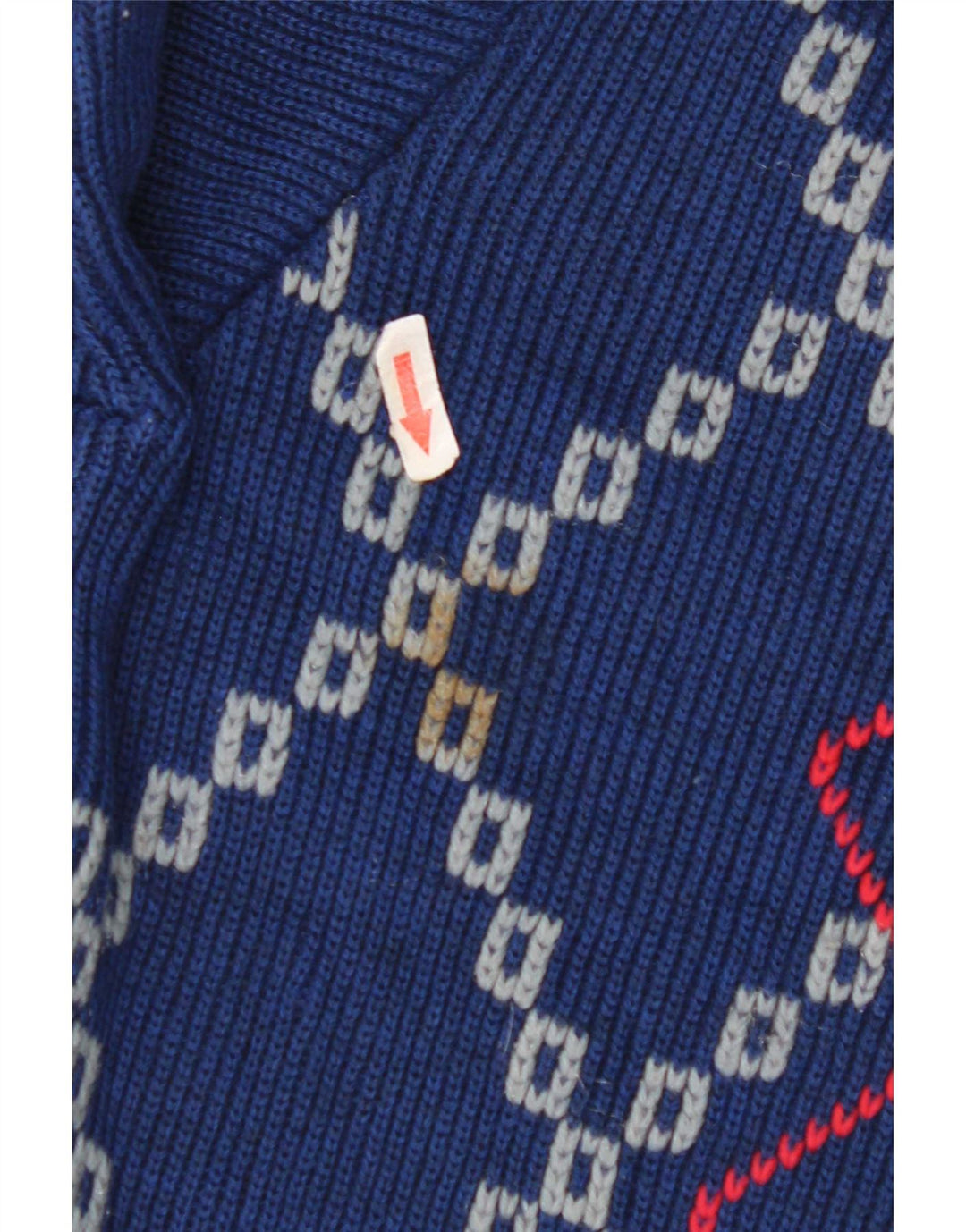 Vintage Herre Crew Neck Jumper Sweater Large Blue Argyle/Diamond