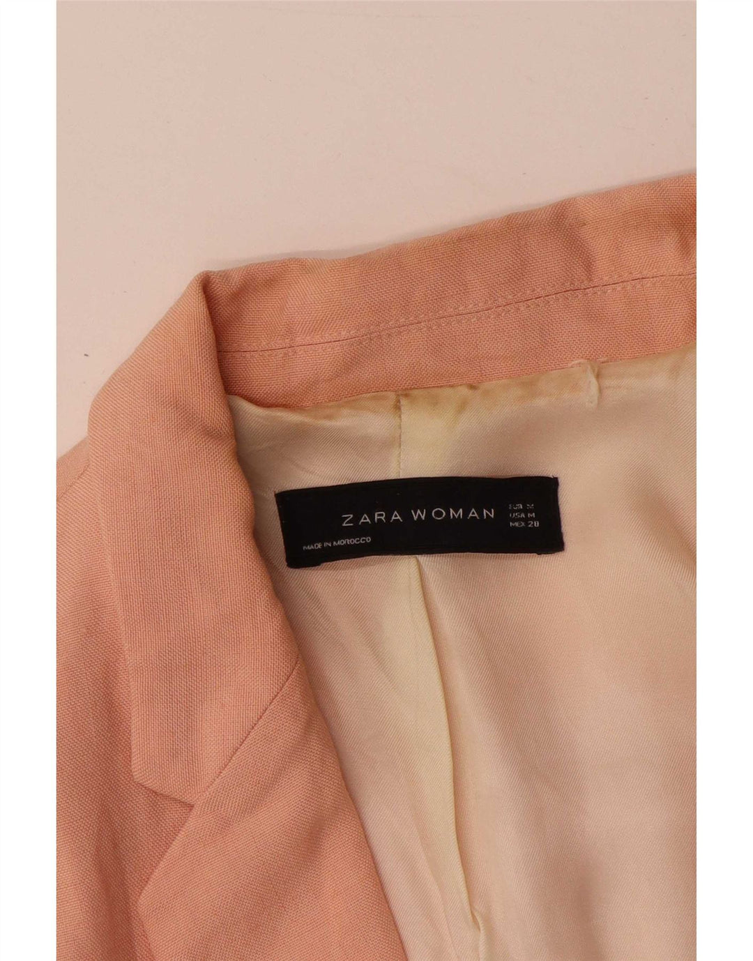 Zara Dame 1 Knap Blazer Jacket UK 14 Medium Pink Viscose