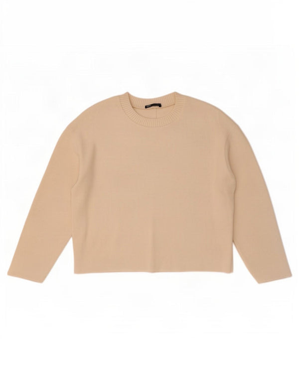 Zara Dame Oversized Boat Neck Jumper Sweater UK 10 Small Off White