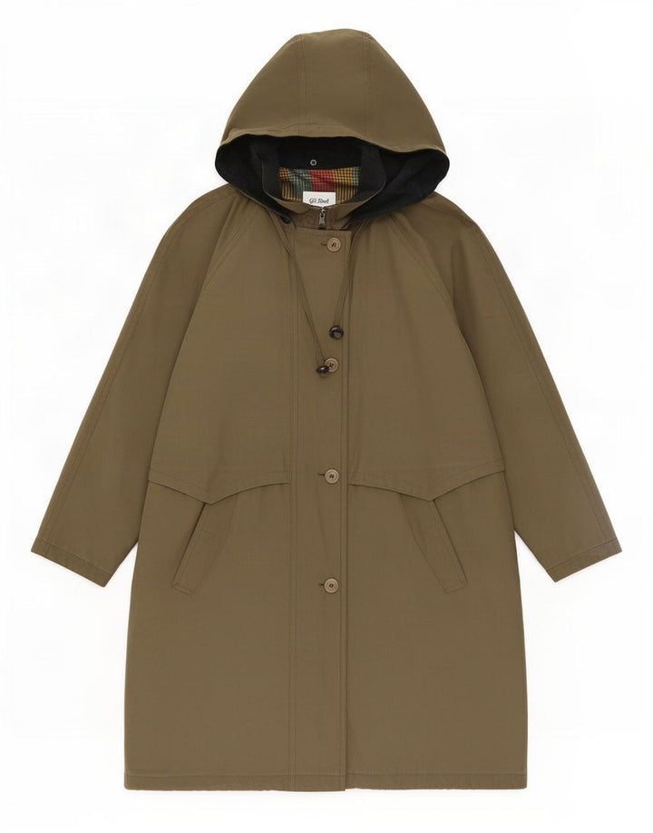 Gil Bret Dame Hætte Oversized Parka Jacket UK 16 Stor Khaki Polyester