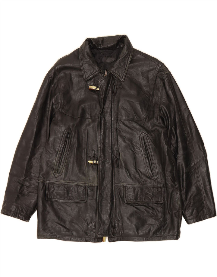 VINTAGE Mens Leather Jacket IT 52 XL Black Vintage Vintage and Second-Hand Vintage from Messina Hembry 