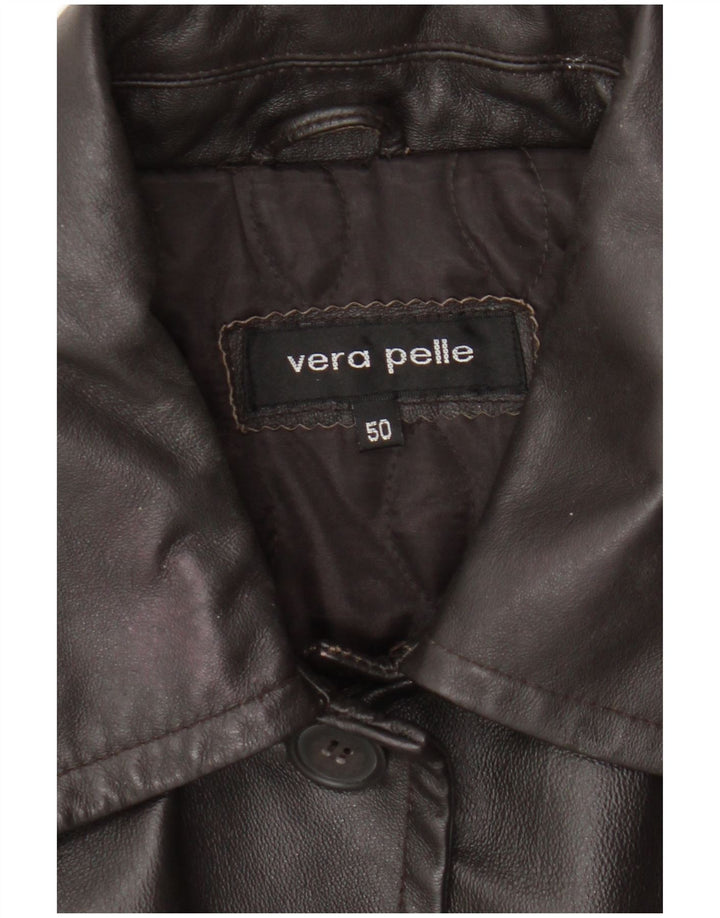 Vintage læderfrakke til kvinder IT 50 XL brunt læder