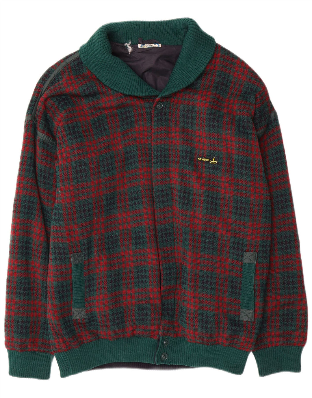 NAVIGARE Cardigan sweater til mænd XL Grøn ternet