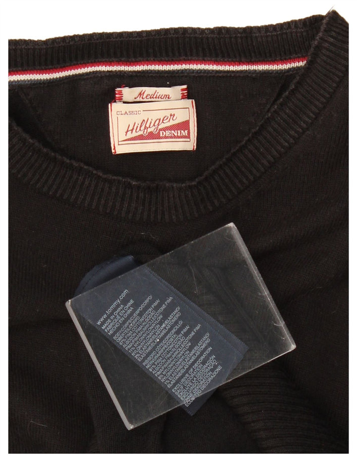 TOMMY HILFIGER Herre Boat Neck Jumper Sweater Medium Sort Bomuld