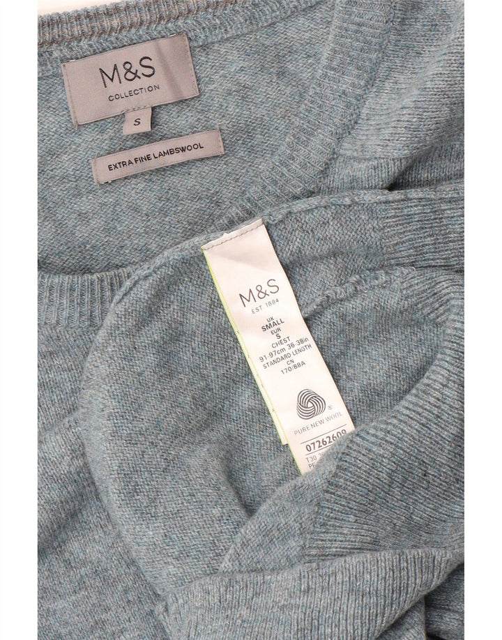 Marks & Spencer Herre Boat Neck Jumper Sweater Small Blue Flecked Lammeuld