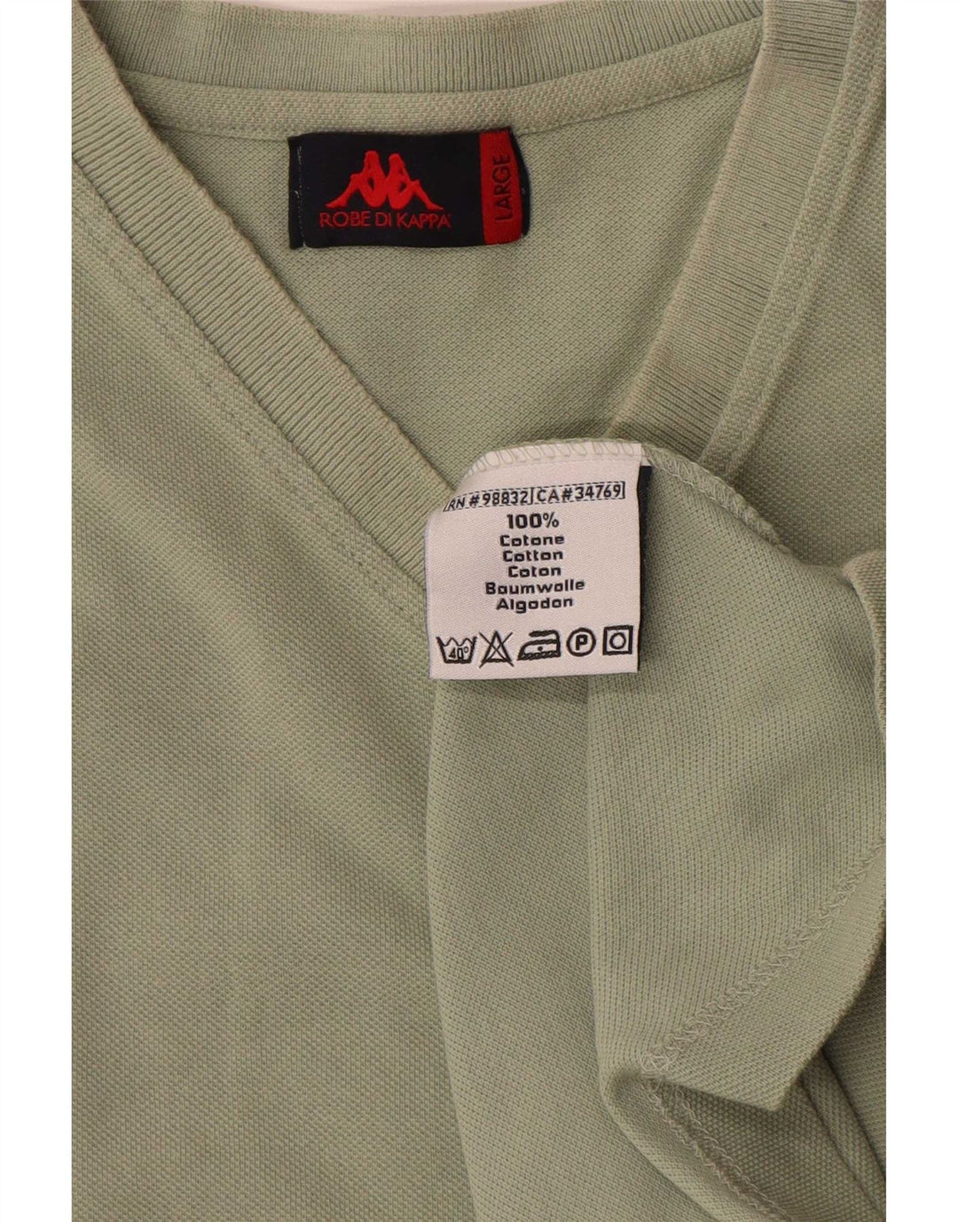 Kappa Herre T-Shirt Top Stor Grøn Bomuld