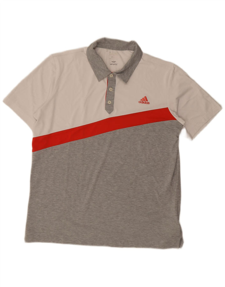 Adidas Herre Climalite Polo Shirt Large Grå Colourblock Polyester