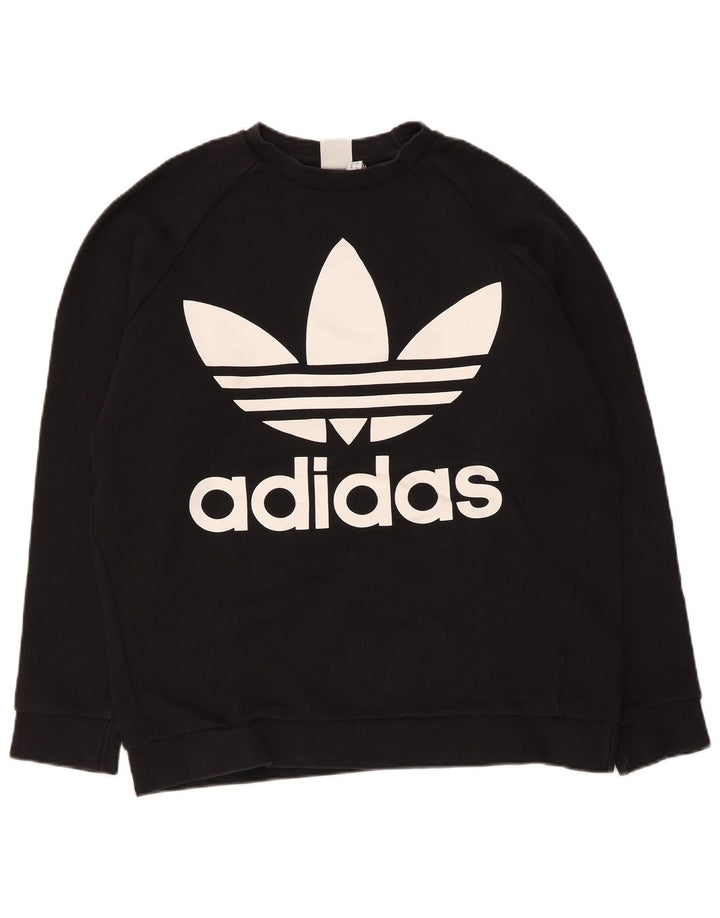 ADIDAS Grafisk Oversized Sweatshirt Jumper UK 10 Small Black Bomuld