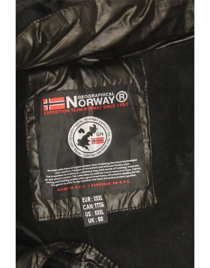 Herre hættepolstret jakke UK 50 3XL sort polyester