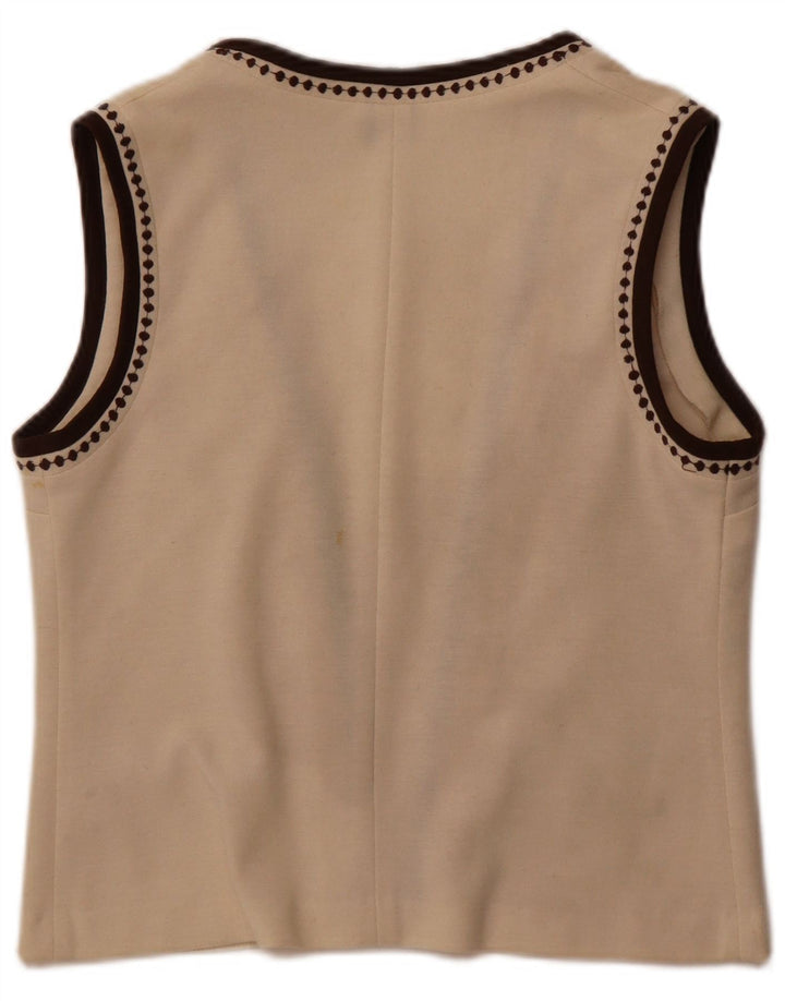 Carre Dame ærmeløs åben cardigan sweater EU 42 Large Off White