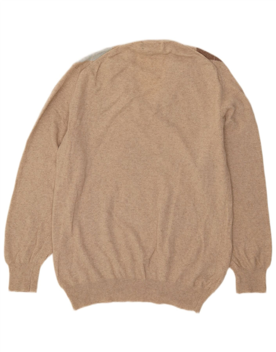 Valdoglio Herre V-hals sweater XL Beige Argyle/Diamond Wool