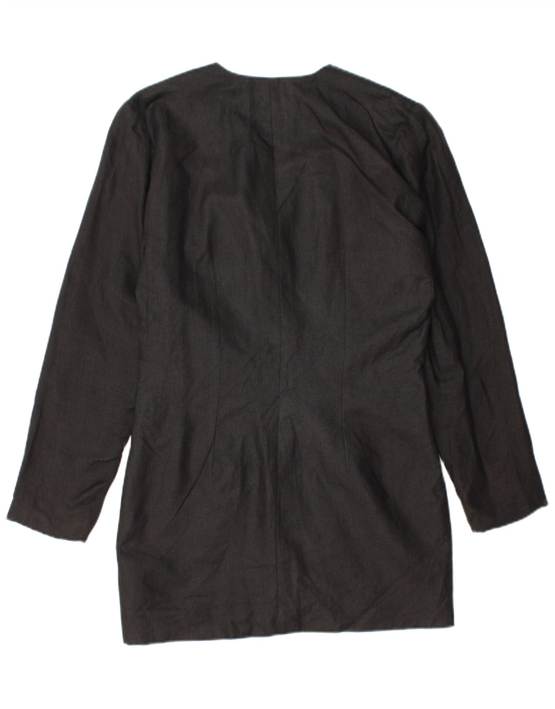 Vintage Dame Longline 1 Knap Blazer Jacket UK 14 Medium Sort Linen