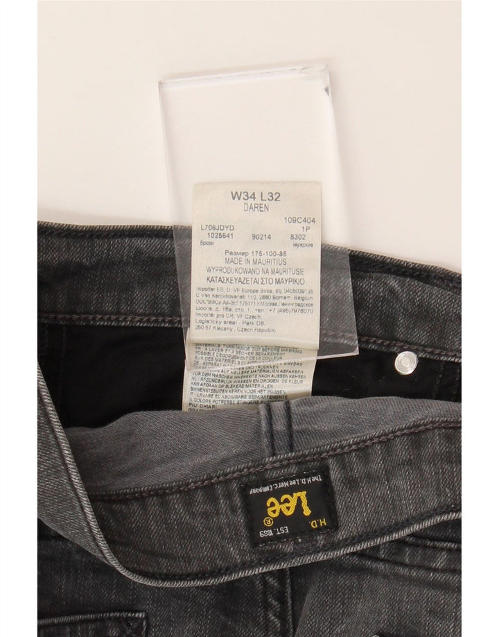 LEE Mens Daren Straight Jeans W34 L32 Grå Bomuld