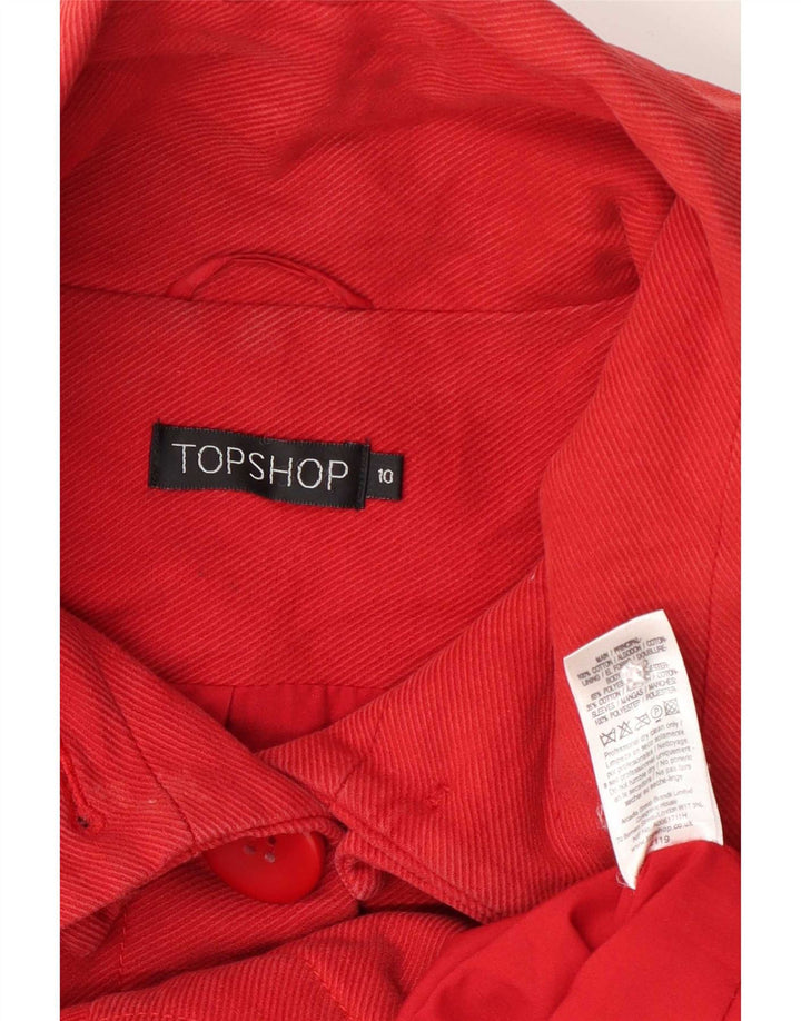 Topshop Dame 2 Button Blazer Jacket UK 10 Small Red Bomuld