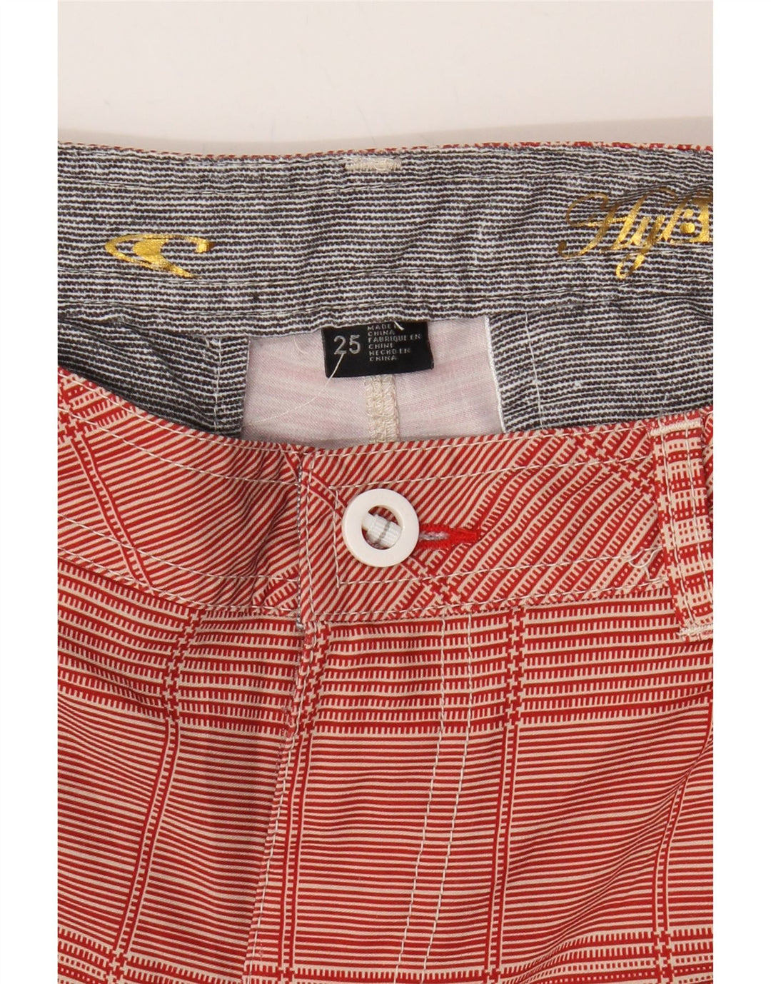 O'NEILL Womens Chino Shorts W25 XS  Red Check Polyester Vintage O'Neill and Second-Hand O'Neill from Messina Hembry 