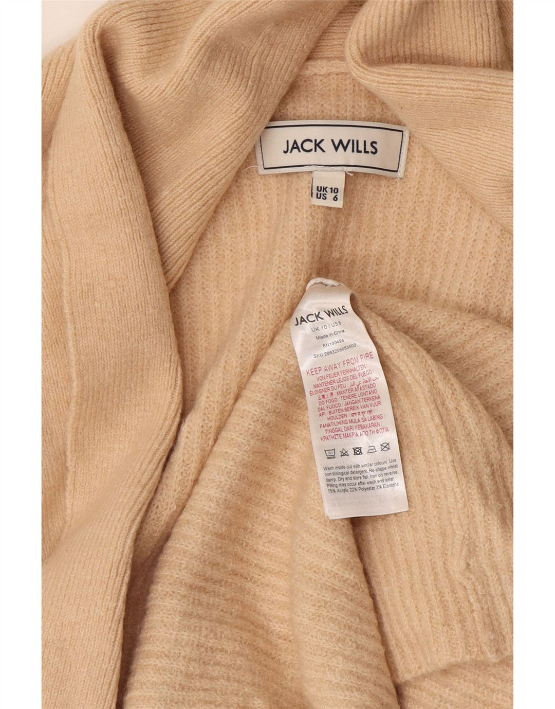 Jack Wills Dame Oversized Longline Cardigan Sweater UK 10 Small Beige