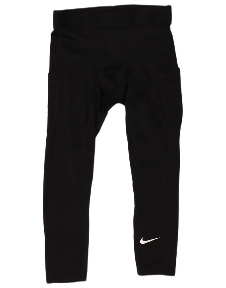 Nike Dame Tight Fit Crop Leggings UK 12 Medium Sort Polyester