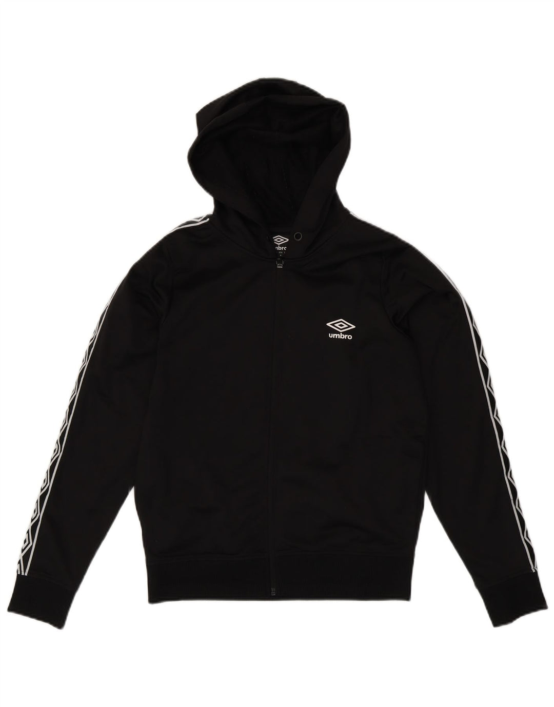 UMBRO Womens Graphic Zip Hoodie Sweater UK 10 Small Black Polyester