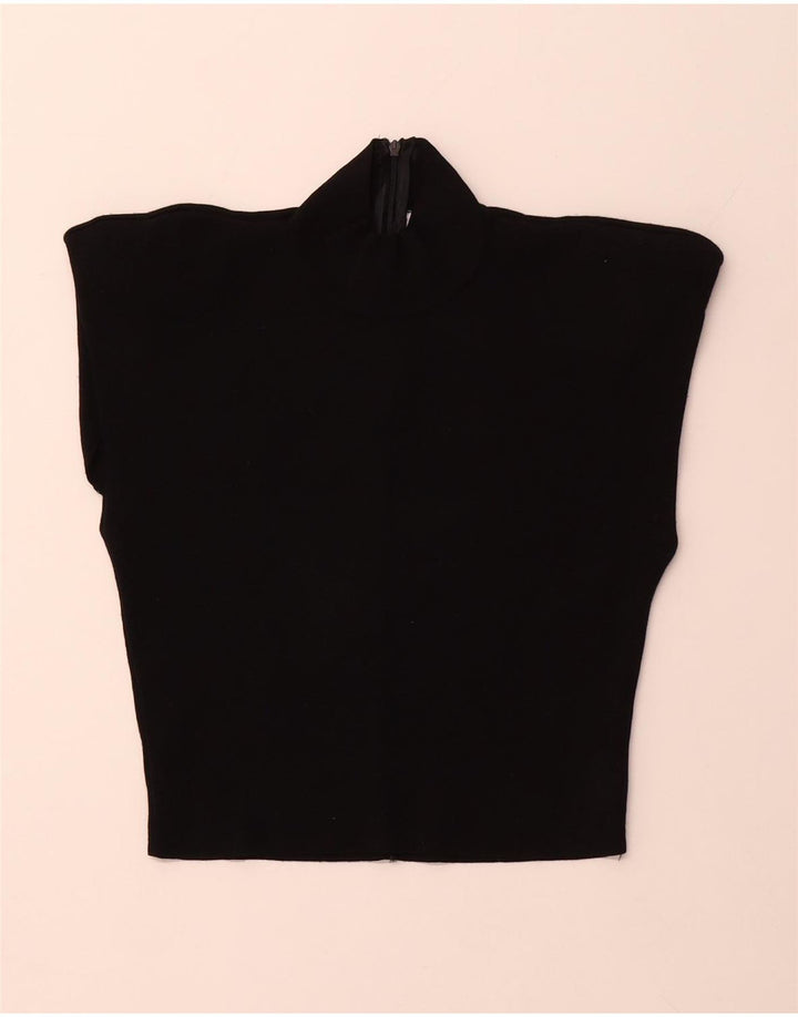 ZARA Womens Crop Turtle Neck Jumper Sweater UK 12 Medium Black