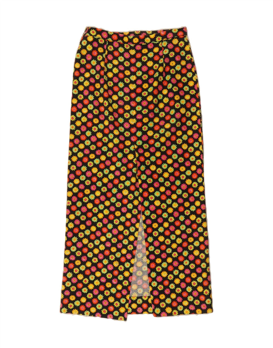 VINTAGE Womens Maxi Skirt W28 Medium  Black Floral Vintage Vintage and Second-Hand Vintage from Messina Hembry 