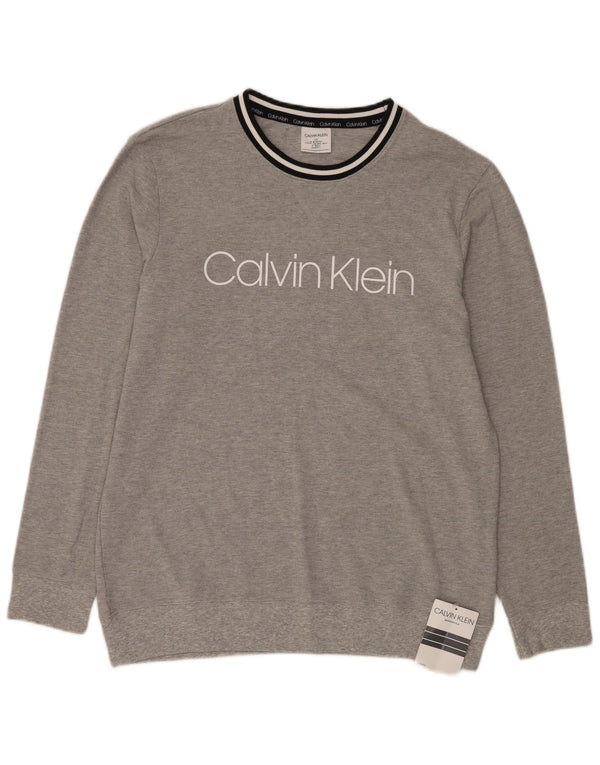 Calvin Klein Herre grafisk rund hals sweater stor grå stribet