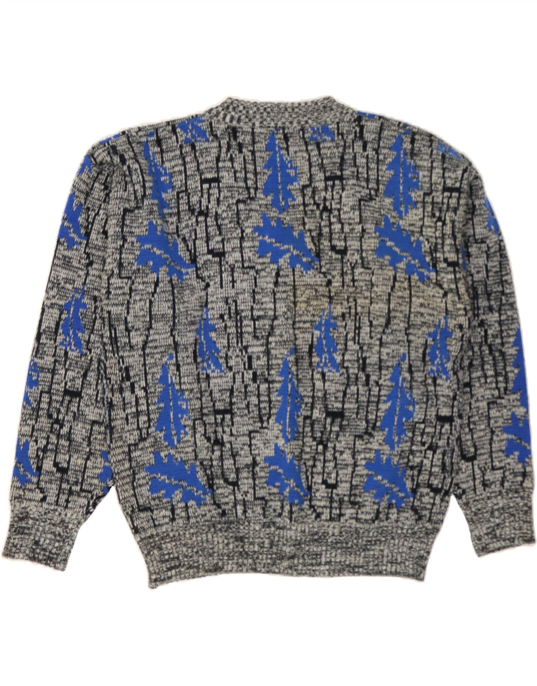 CHAPEL HILL Mens Abstract Pattern V-Neck Jumper Sweater Large Grey Acrylic Vintage Chapel Hill and Second-Hand Chapel Hill from Messina Hembry 