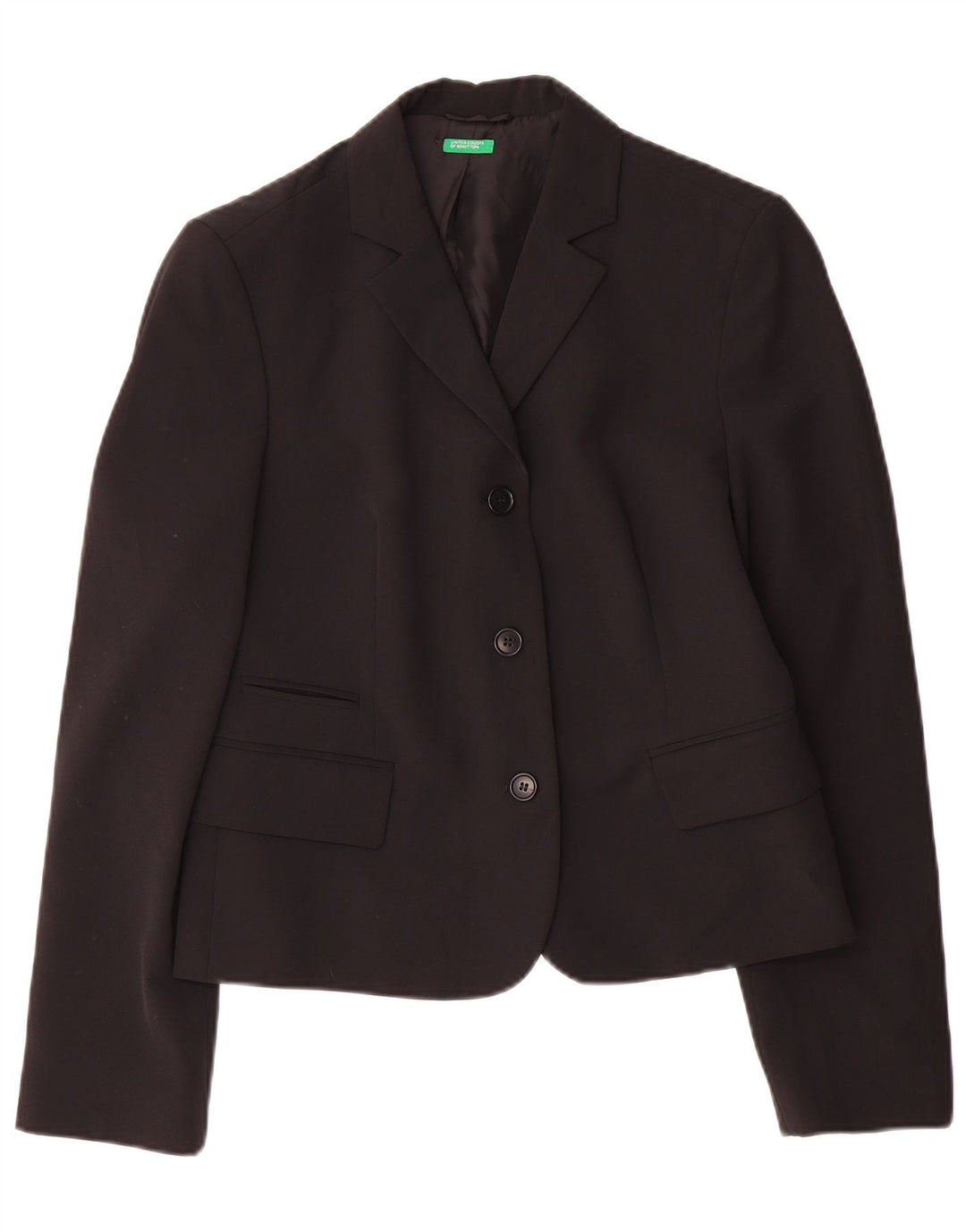 BENETTON Dame 3-knaps blazerjakke IT 44 Medium Sort Polyester