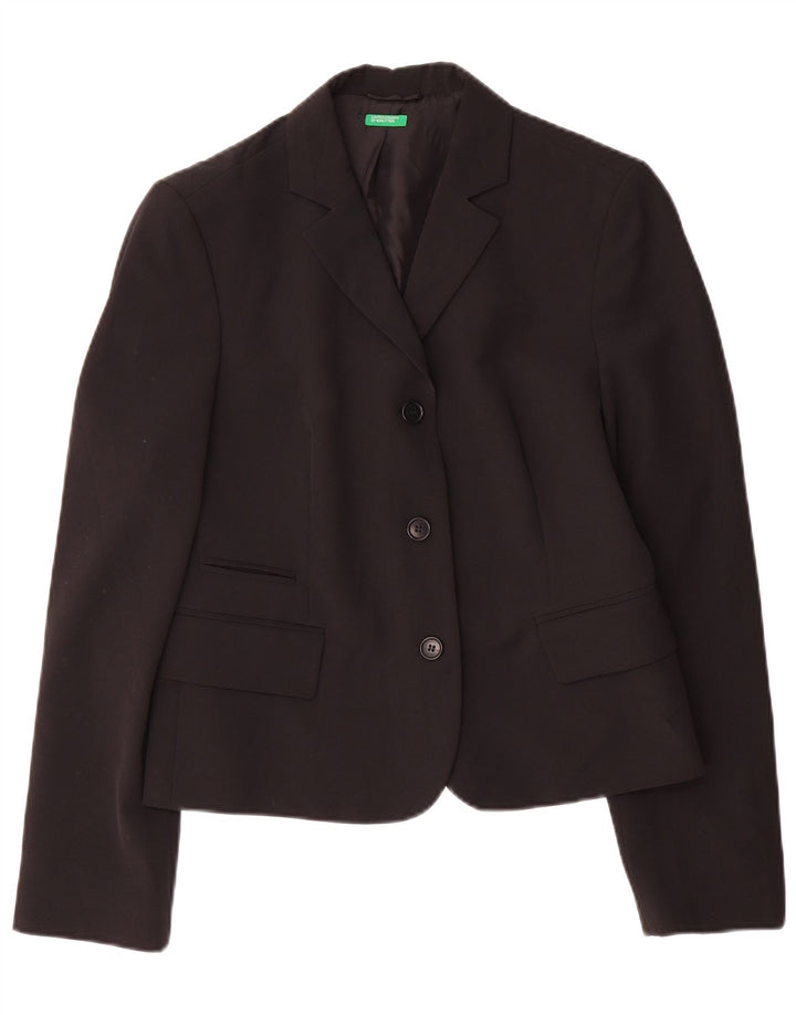 BENETTON Dame 3-knaps blazerjakke IT 44 Medium Sort Polyester