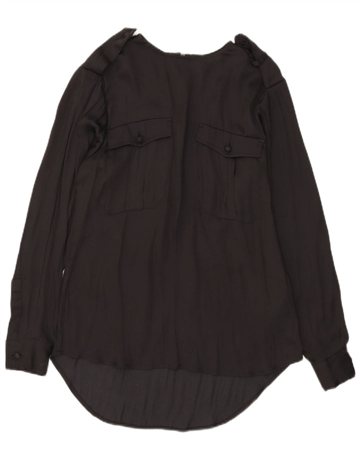 Replay Dame Langærmet Oversized Bluse Top UK 2 2XS Sort Polyester