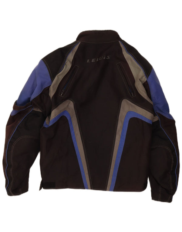 Lewis Herre grafisk racerjakke UK 38 Medium Sort Colourblock Nylon