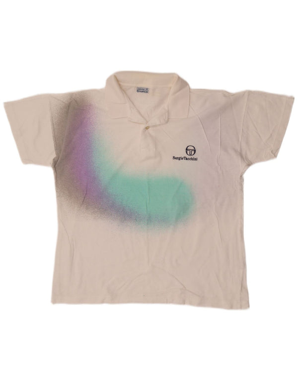 Sergio Tacchini Herre poloshirt Medium White Colourblock Bomuld
