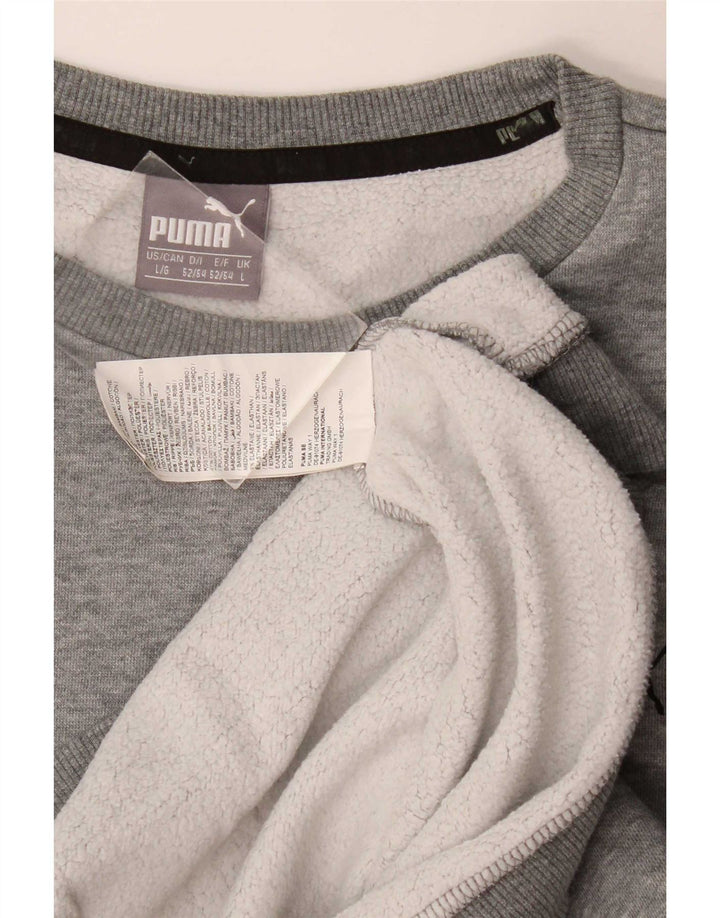 Puma Sweatshirt til mænd, stor grå flækket bomuld