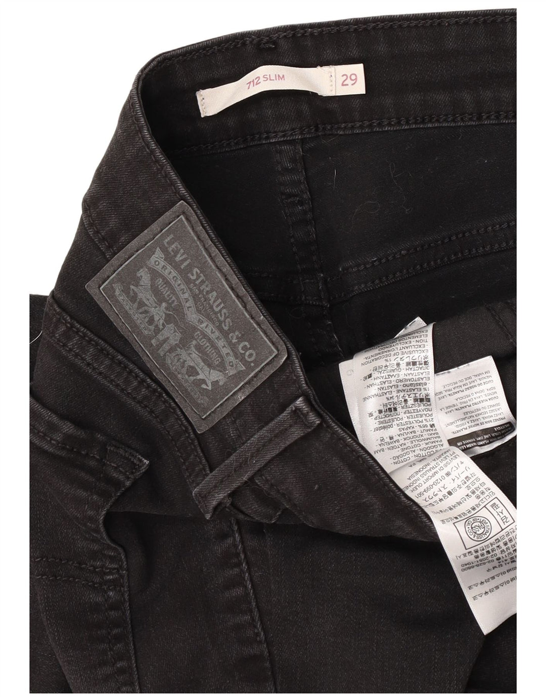 Levi's Dame 712 Slim Jeans W29 L27 Sort Bomuld