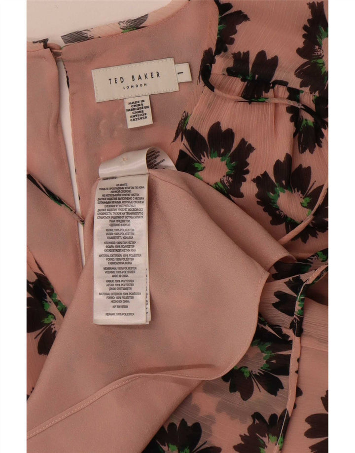 Ted Baker Dame Cardigan Top Størrelse 1 XS Pink Floral Polyester