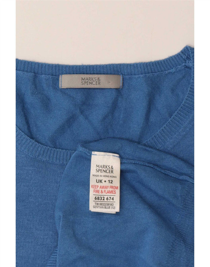 Marks & Spencer Dame Boat Neck Jumper Sweater UK 12 Medium Blue