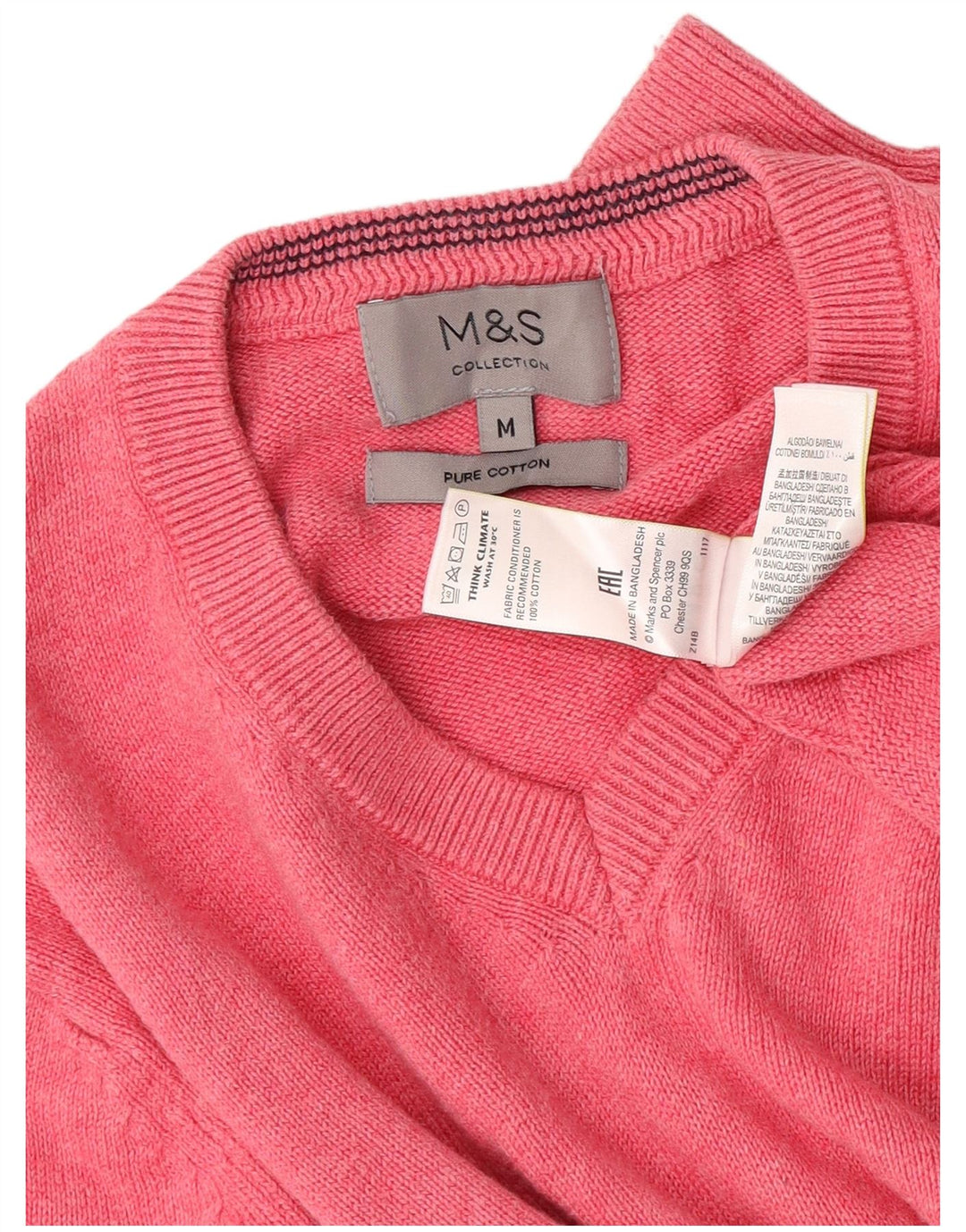 Marks & Spencer Herre V-hals sweater Medium Pink Bomuld