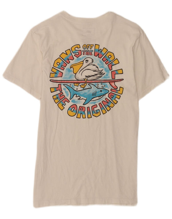 Vans Dame Custom Fit Grafisk T-Shirt Top UK 10 Small White Bomuld