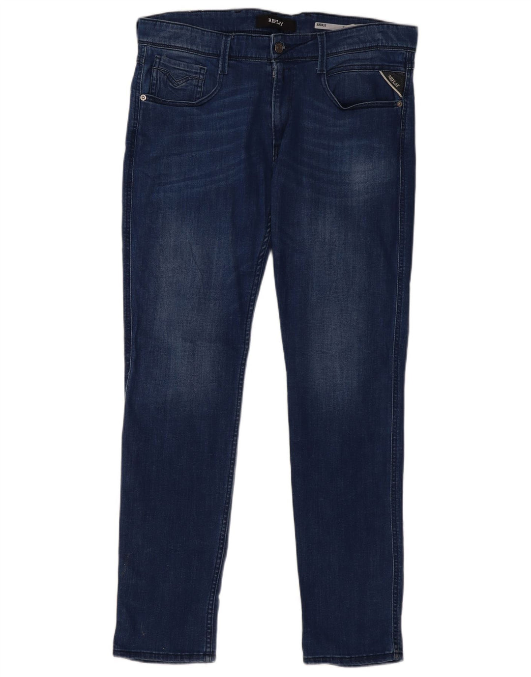 Replay Dame Anbass Slim Jeans W34 L32 Blå Bomuld