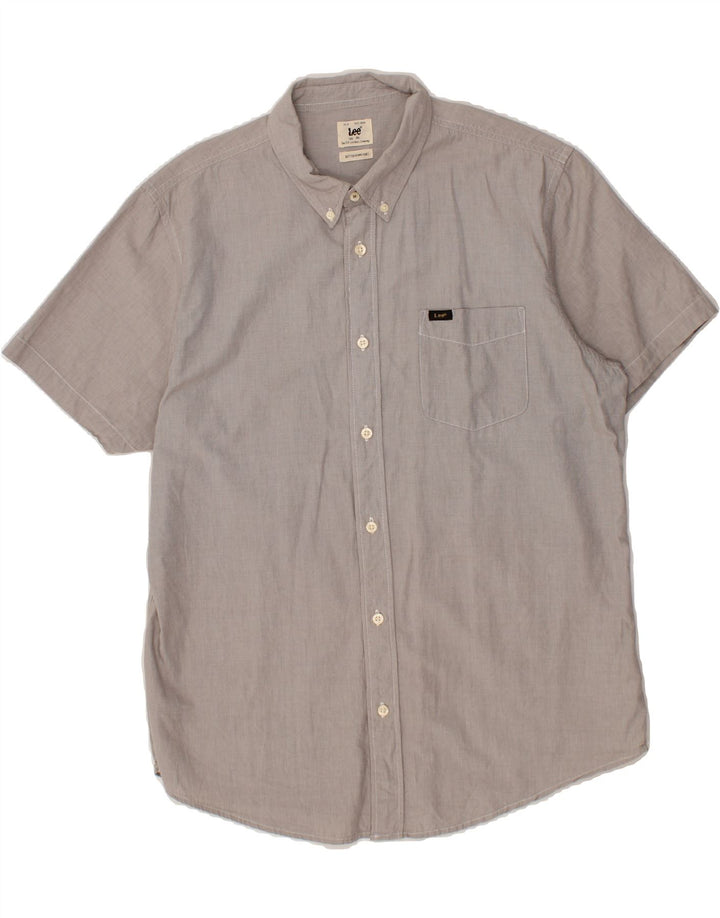 LEE Mens Short Sleeve Shirt XL Grey Cotton Vintage Lee and Second-Hand Lee from Messina Hembry 