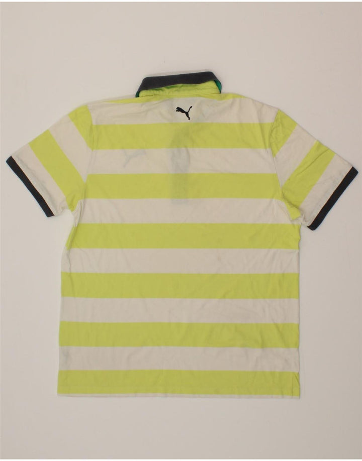 PUMA Mens Polo Shirt Large Yellow Striped Vintage Puma and Second-Hand Puma from Messina Hembry 