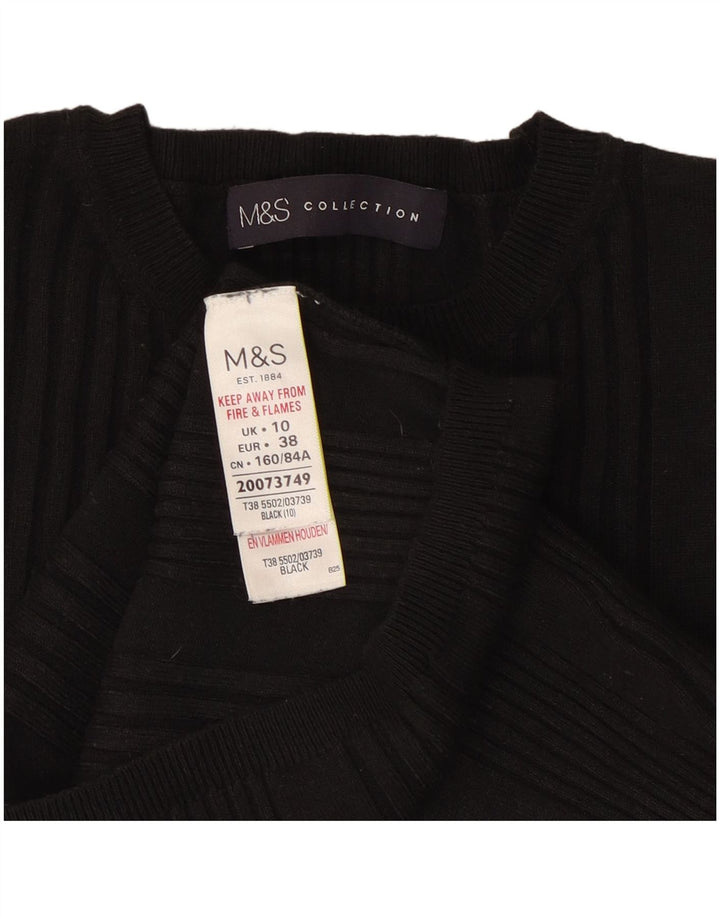 Marks & Spencer Dame Crop Crew Neck Jumper Sweater UK 10 Small Black