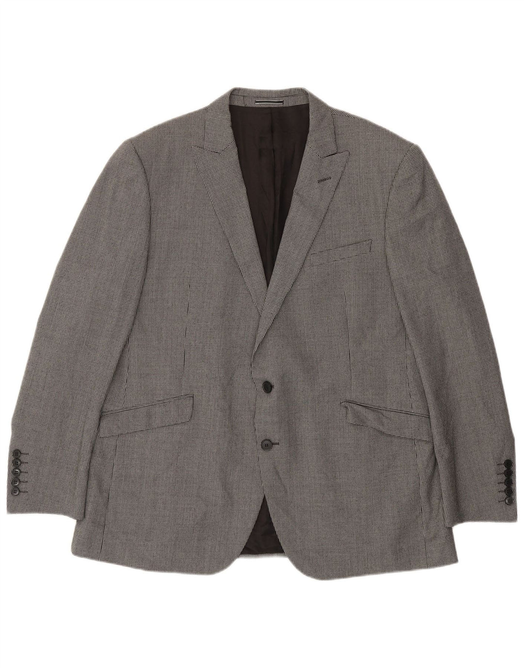 Marks & Spencer Herre 2-knaps blazerjakke UK 46 3XL Grå Houndstooth Uld