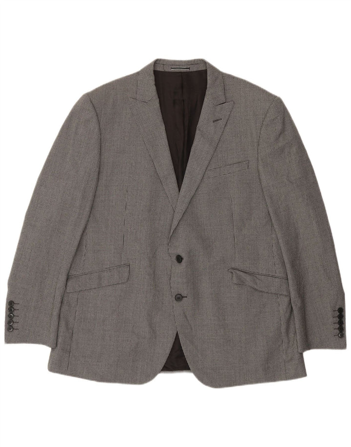 Marks & Spencer Herre 2-knaps blazerjakke UK 46 3XL Grå Houndstooth Uld