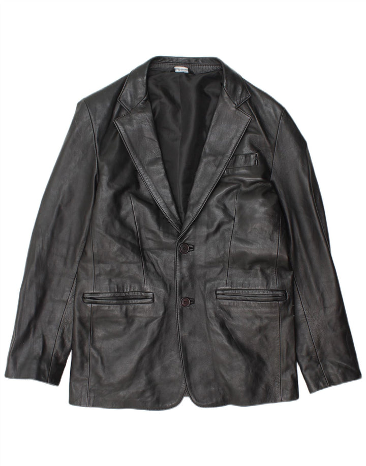 Vintage herre 2-knaps læder blazerjakke UK 38 medium sort læder